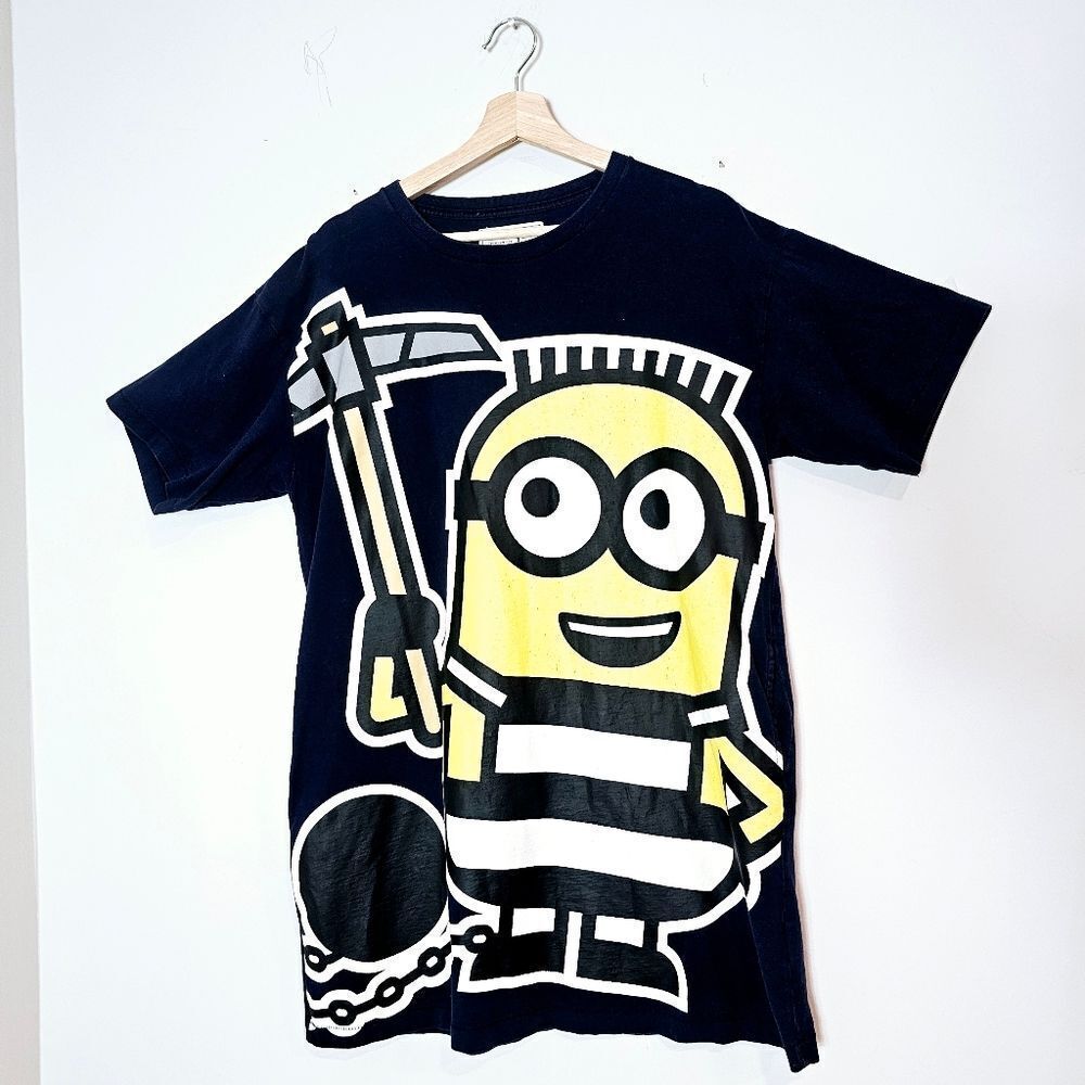 Chocoolate Tee X Universal Despicable Me Minons Blue Tee Shirt Dress Pockets S